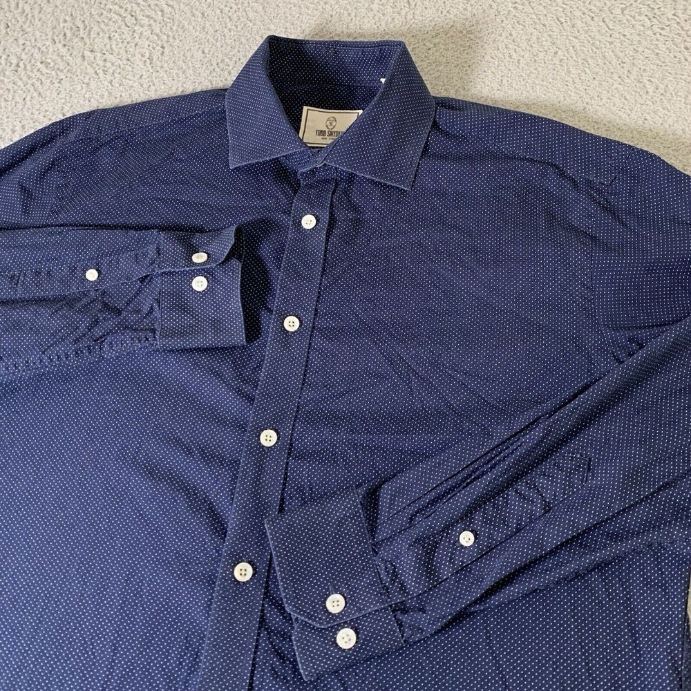 TODD SNYDER Navy Polka Dot L/S Button-Up NWOT/sz L